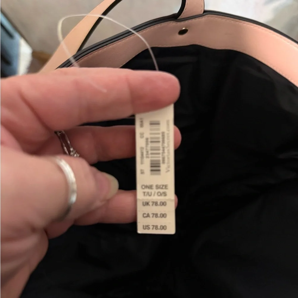 Victoria's Secret Beige Canvas Tote Bag with Pink Trim and Gold ...